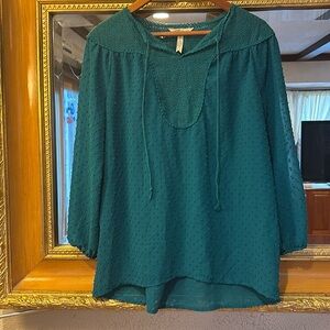 Matilda Jane Green Swiss Dot & Floral Top - Size M